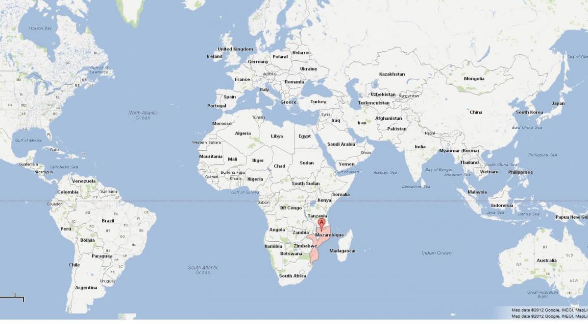 મોઝામ્બિક સ્થાન પર વિશ્વના નકશા