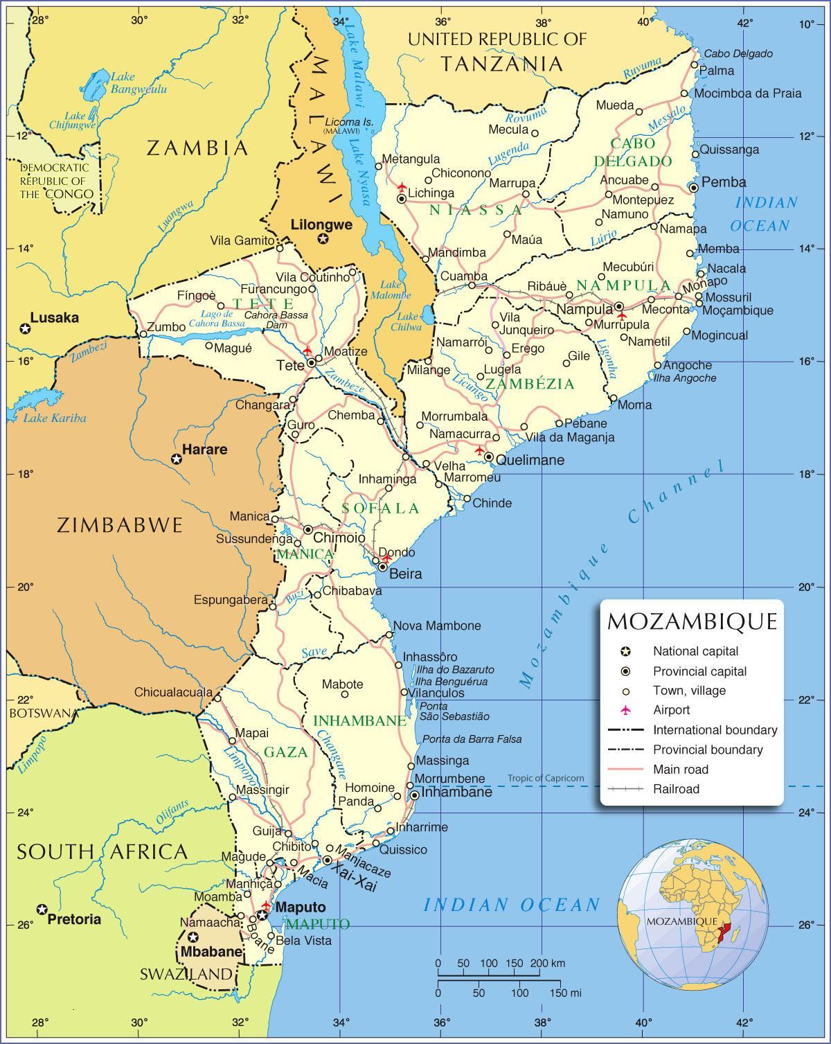 માપુટો મોઝામ્બિક નકશો