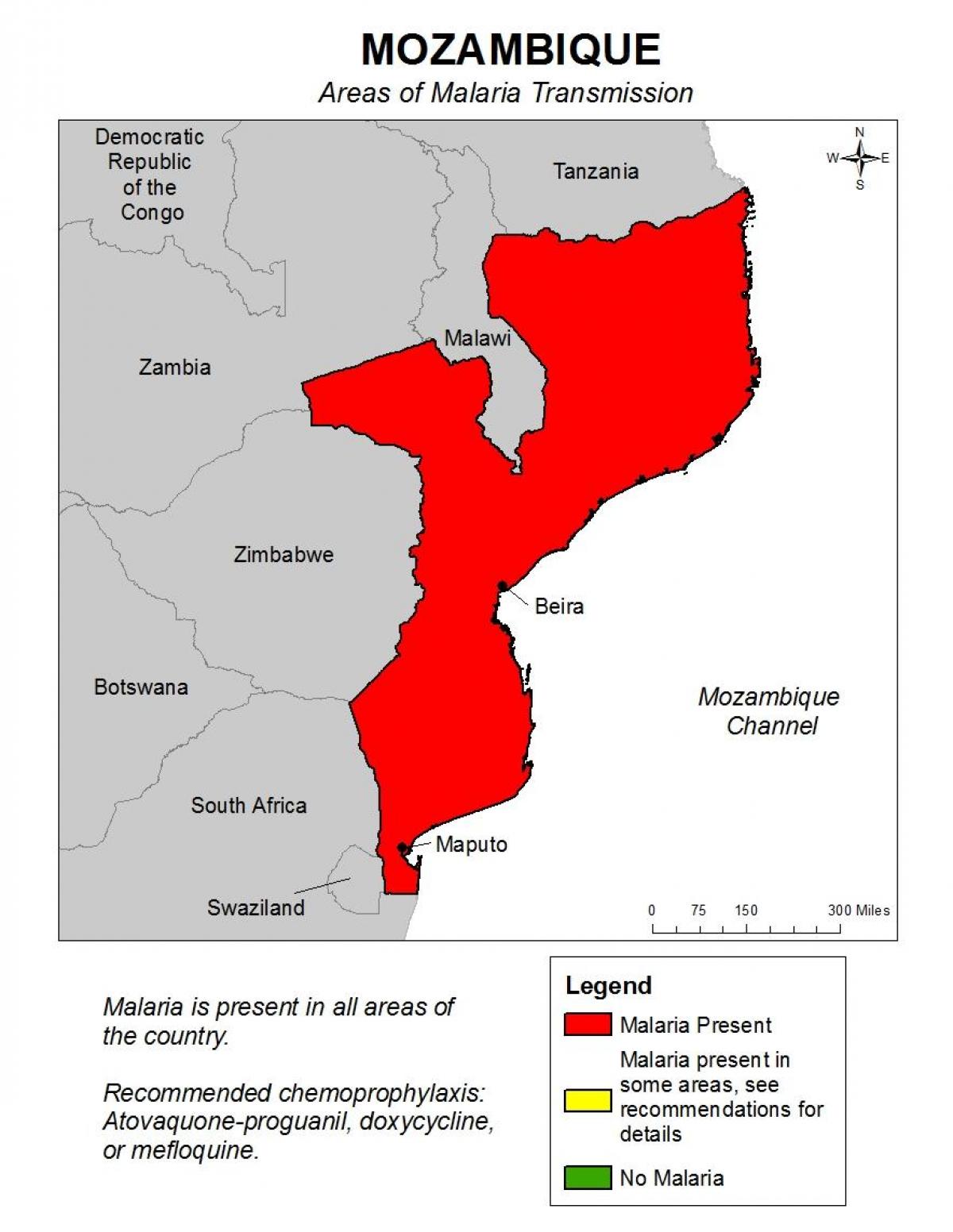 નકશો મોઝામ્બિક મેલેરિયા